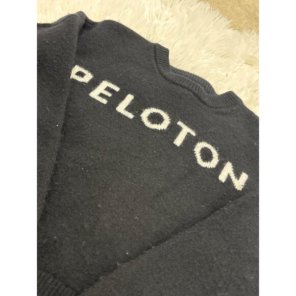 Peloton Black Wool Blend Winter Crewneck Sweater S Crop - Picture 3 of 9